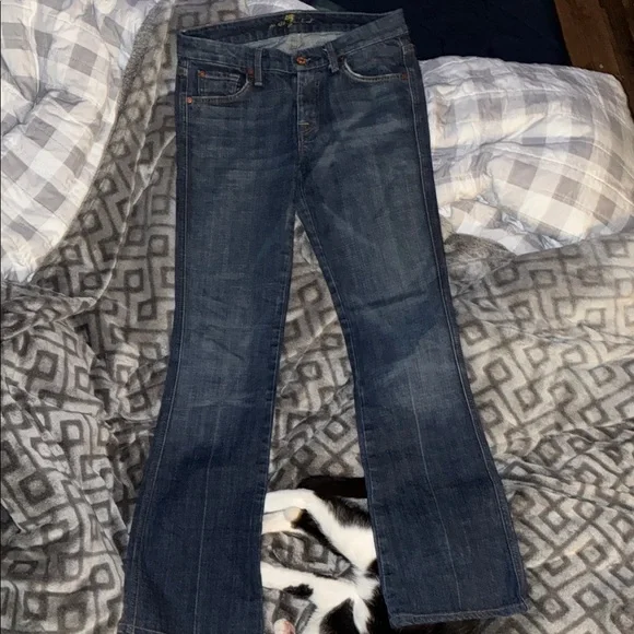 7 For All Mankind Dark Blue Flare Jeans - Picture 1 of 6